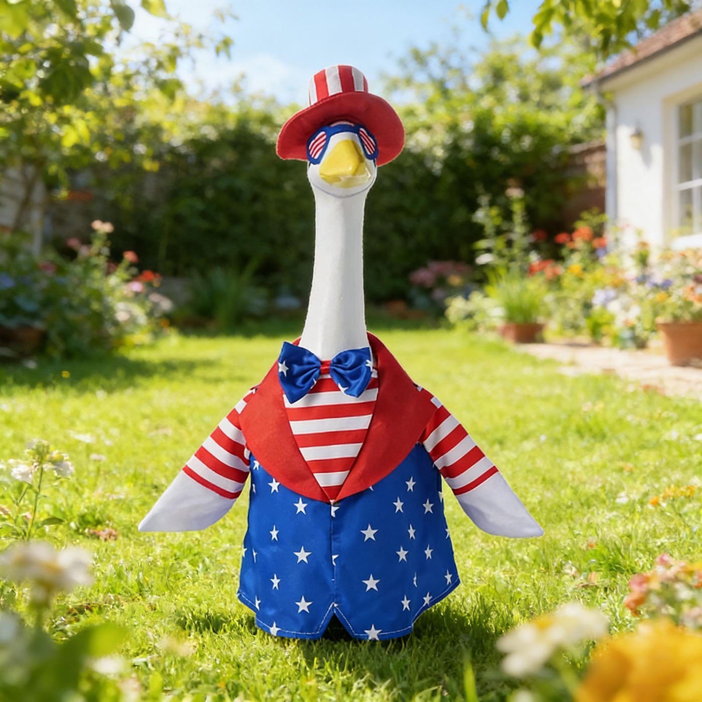 4th of July Porch Goose Outfits, Independence Day Goose Clothes for 23 inch Cement Geese Patriotic Clothing 250th Anniversary Celebration for Lawn Yard Decor 