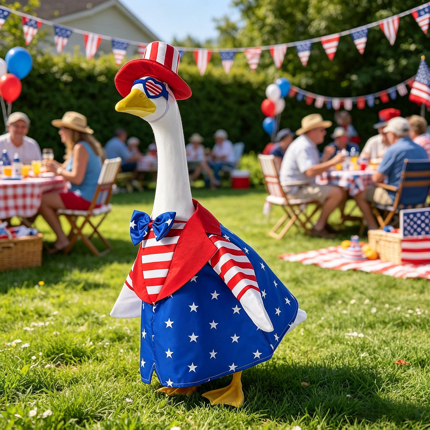 4th of July Porch Goose Outfits, Independence Day Goose Clothes for 23 inch Cement Geese Patriotic Clothing 250th Anniversary Celebration for Lawn Yard Decor 7