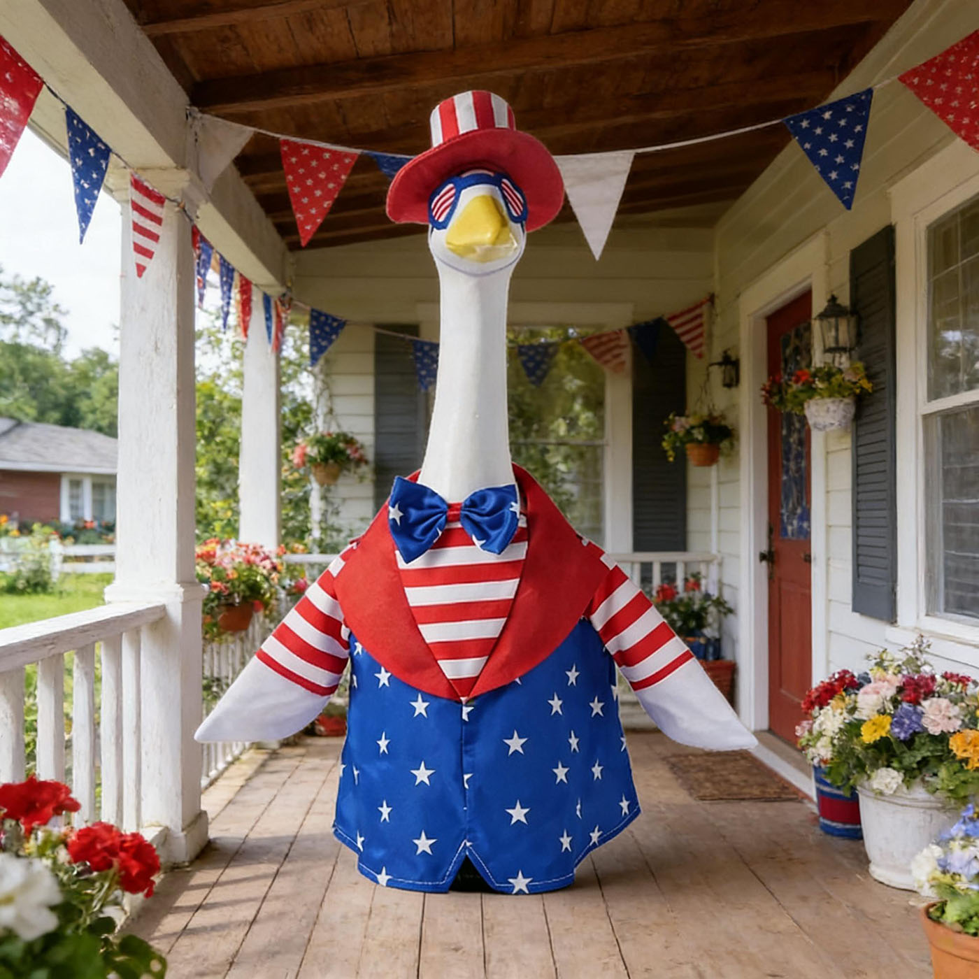 4th of July Porch Goose Outfits, Independence Day Goose Clothes for 23 inch Cement Geese Patriotic Clothing 250th Anniversary Celebration for Lawn Yard Decor 4