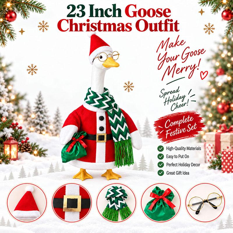 Porch Goose Christmas Outfit Santa Costume for 23 Inch Statue 1