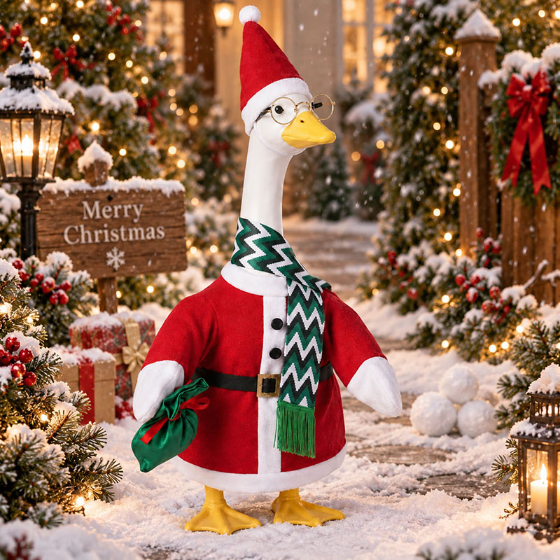 Porch Goose Christmas Outfit Santa Costume for 23 Inch Statue 2