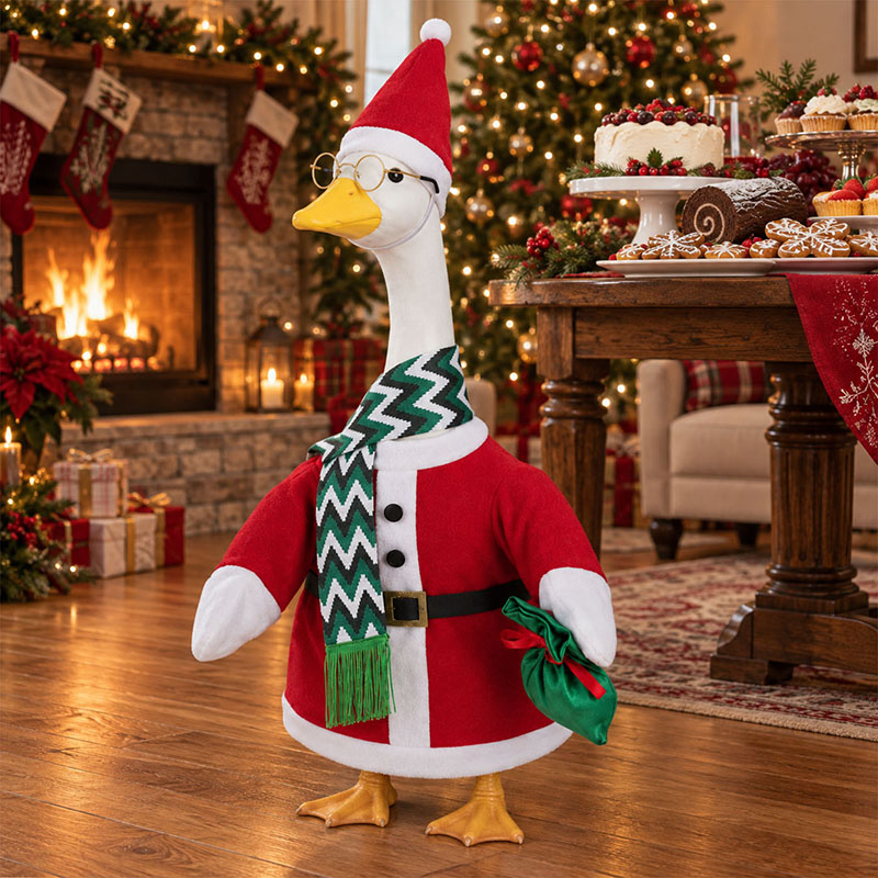 Porch Goose Christmas Outfit Santa Costume for 23 Inch Statue 