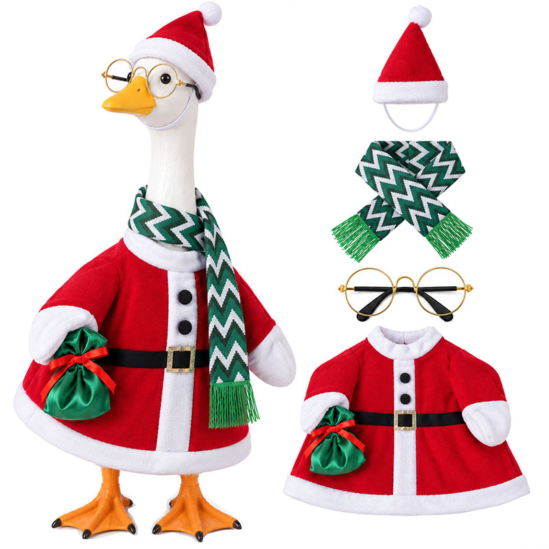 Porch Goose Christmas Outfit Santa Costume for 23 Inch Statue 3