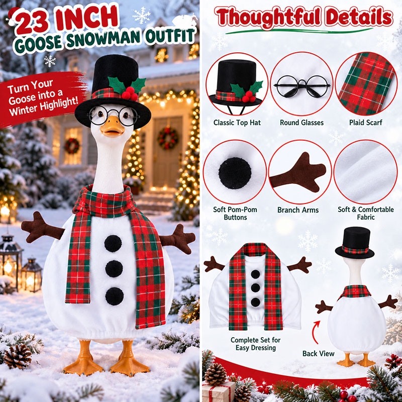 Porch Goose Winter Outfit Snowman Costume for 23 Inch Statue 3